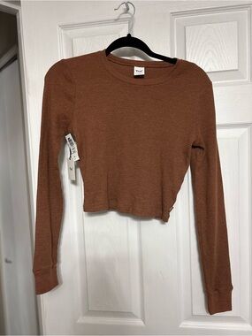NWT- TNA Cropped Waffle Knit Long-Sleeve Top - Glendale Top